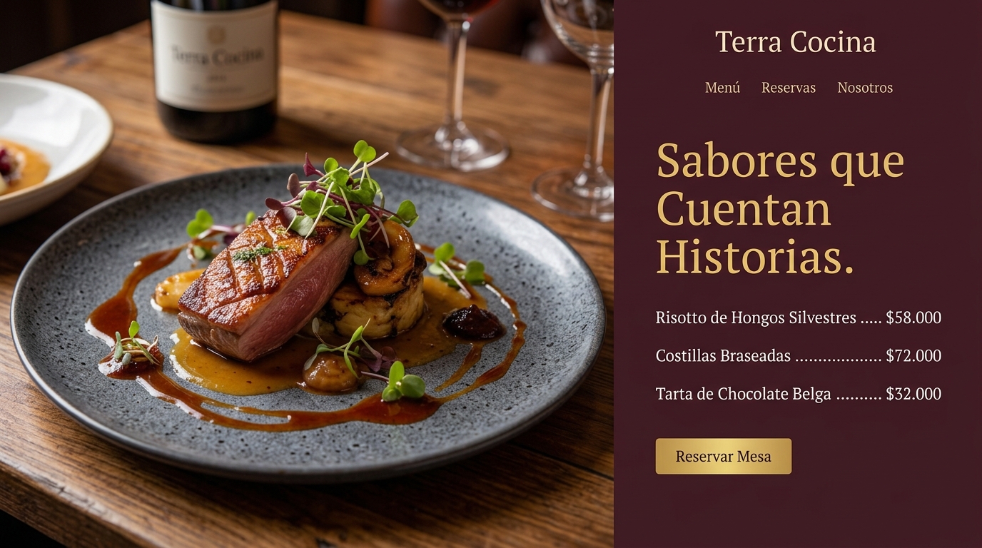 Vista previa de sitio web para restaurante — proyecto demo Terra Cocina